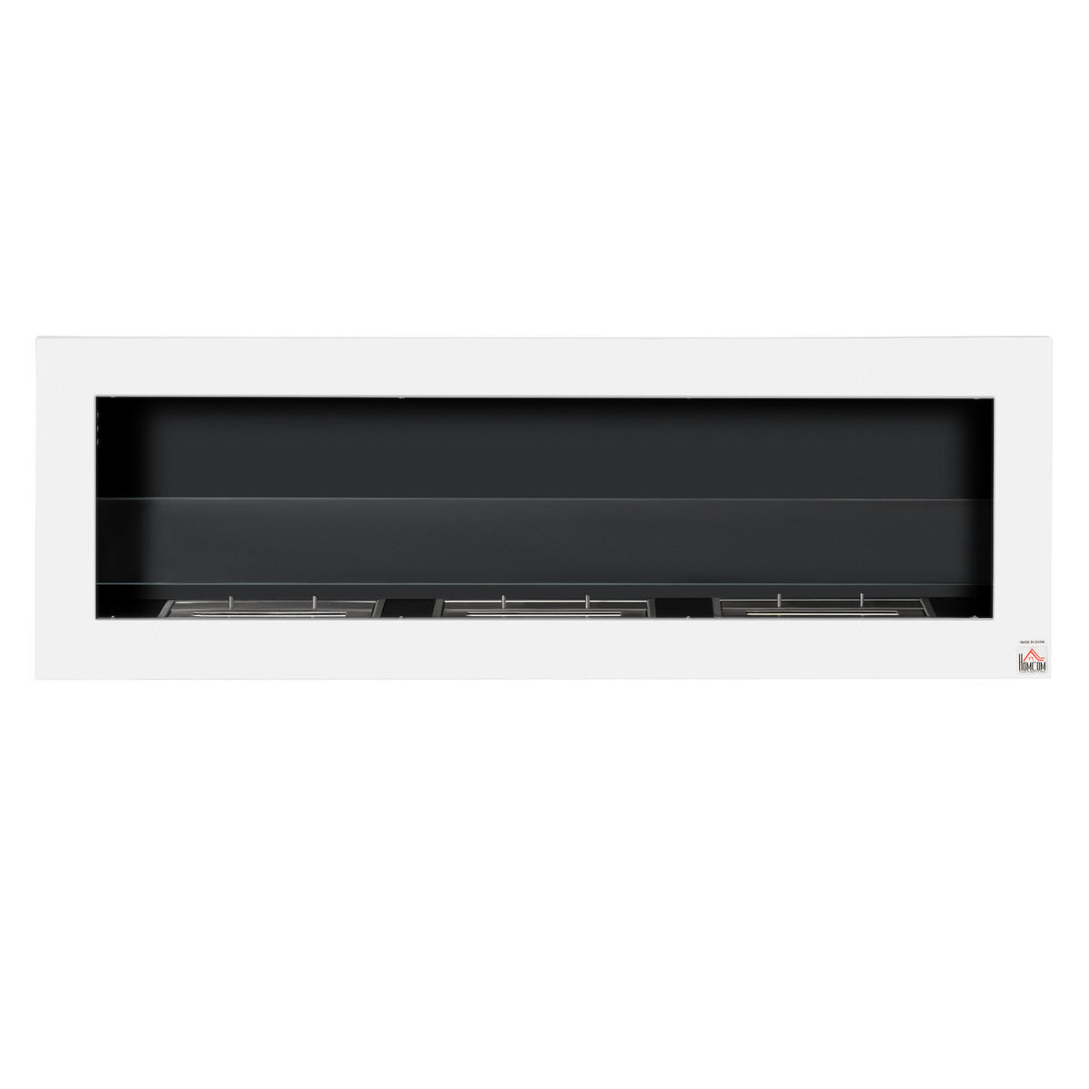 ETHANOL-KAMIN, 3 Brennboxenm, 2000W, kein Rauch, Stahl, gehärtetes Glas, Weiß - Weiß, Metall (15/40/120cm) - HOMCOM