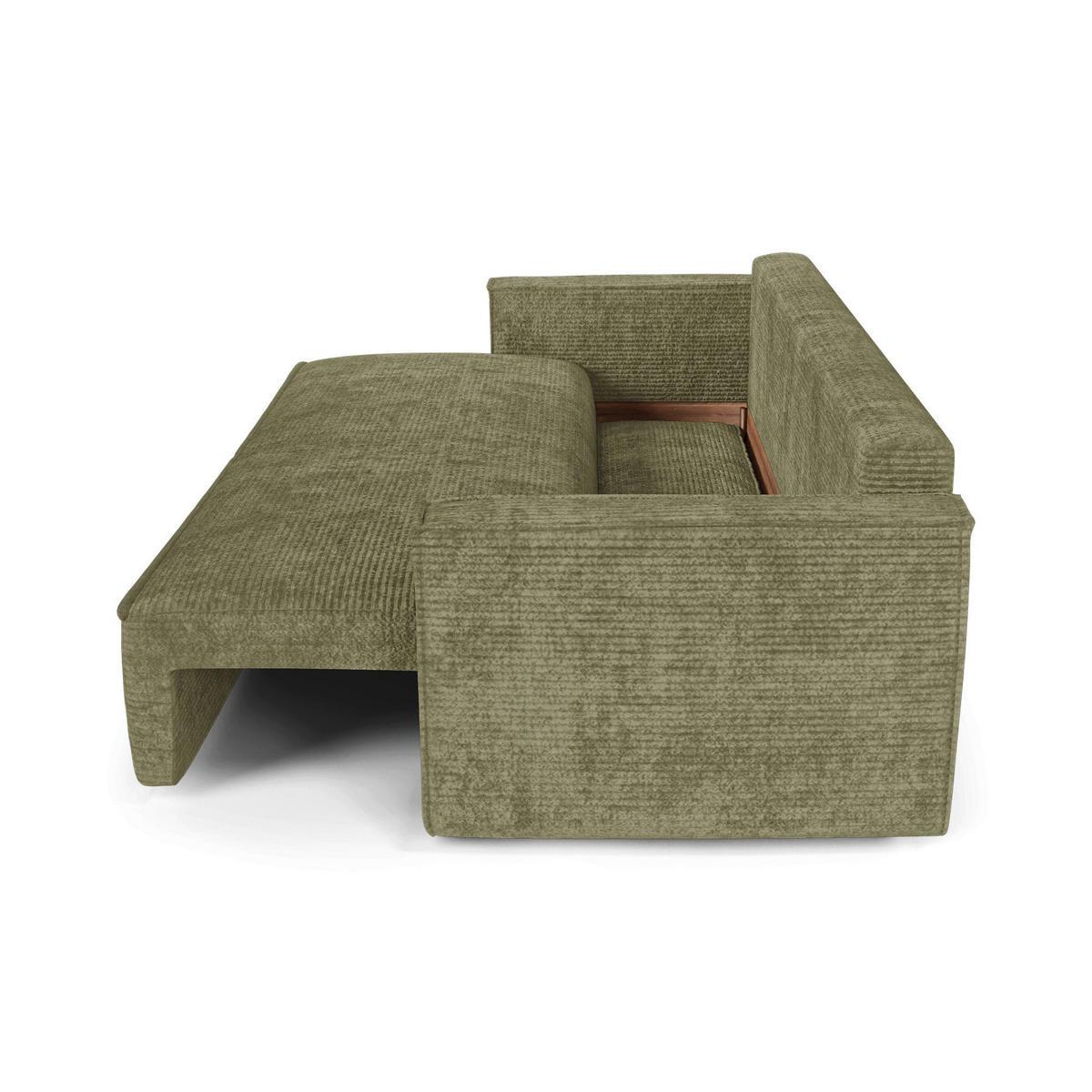 SCHLAFSOFA mit Stauraum KELY Cord Olivgrün 254cm - Olivgrün/Grün, Textil (254/78/95cm) - Premium Interiors