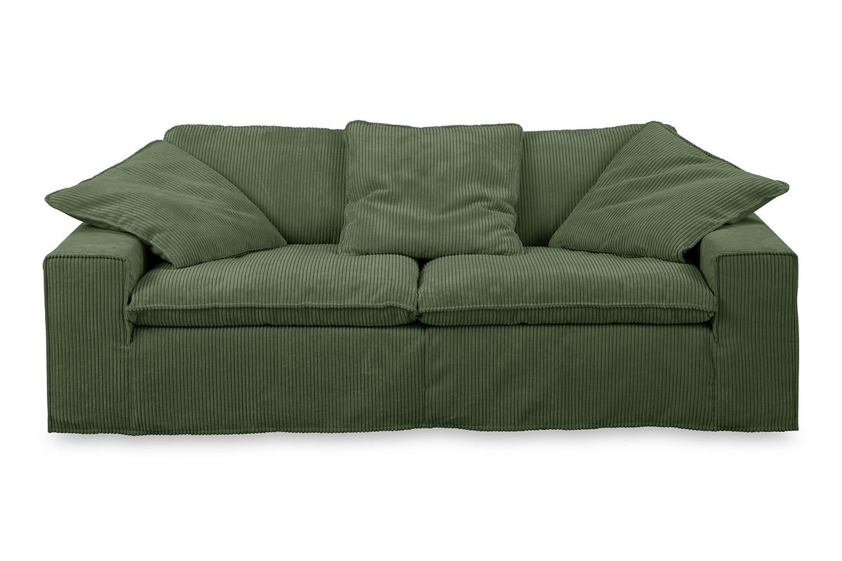 SOFA NETTA Grün Cord - Braun/Grün, Birkenholz/Textil (226/90/116cm) - KAWOLA