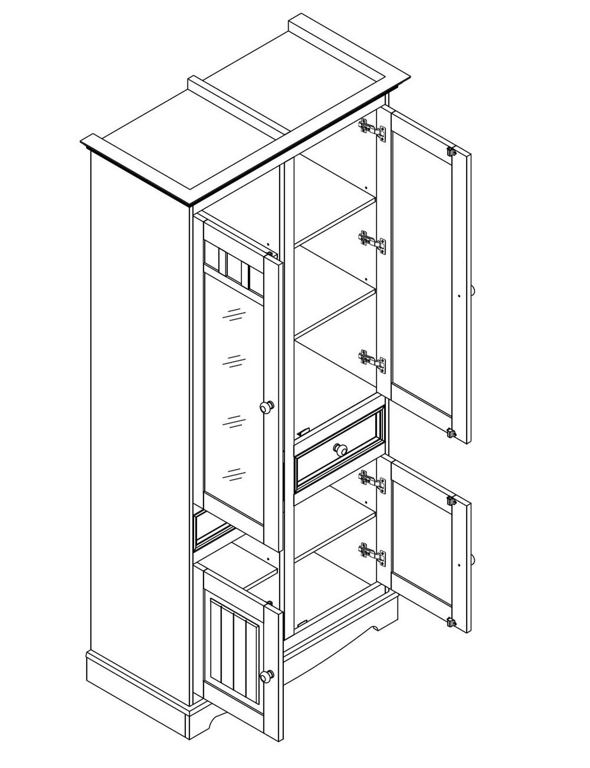 VITRINE Belluno Elegante Kiefer weiß (RAL9010) lackiert 89 / 44 / 190cm - Weiß, Holz/Holzwerkstoff (89/190/44cm) - Feldmann-Wohnen