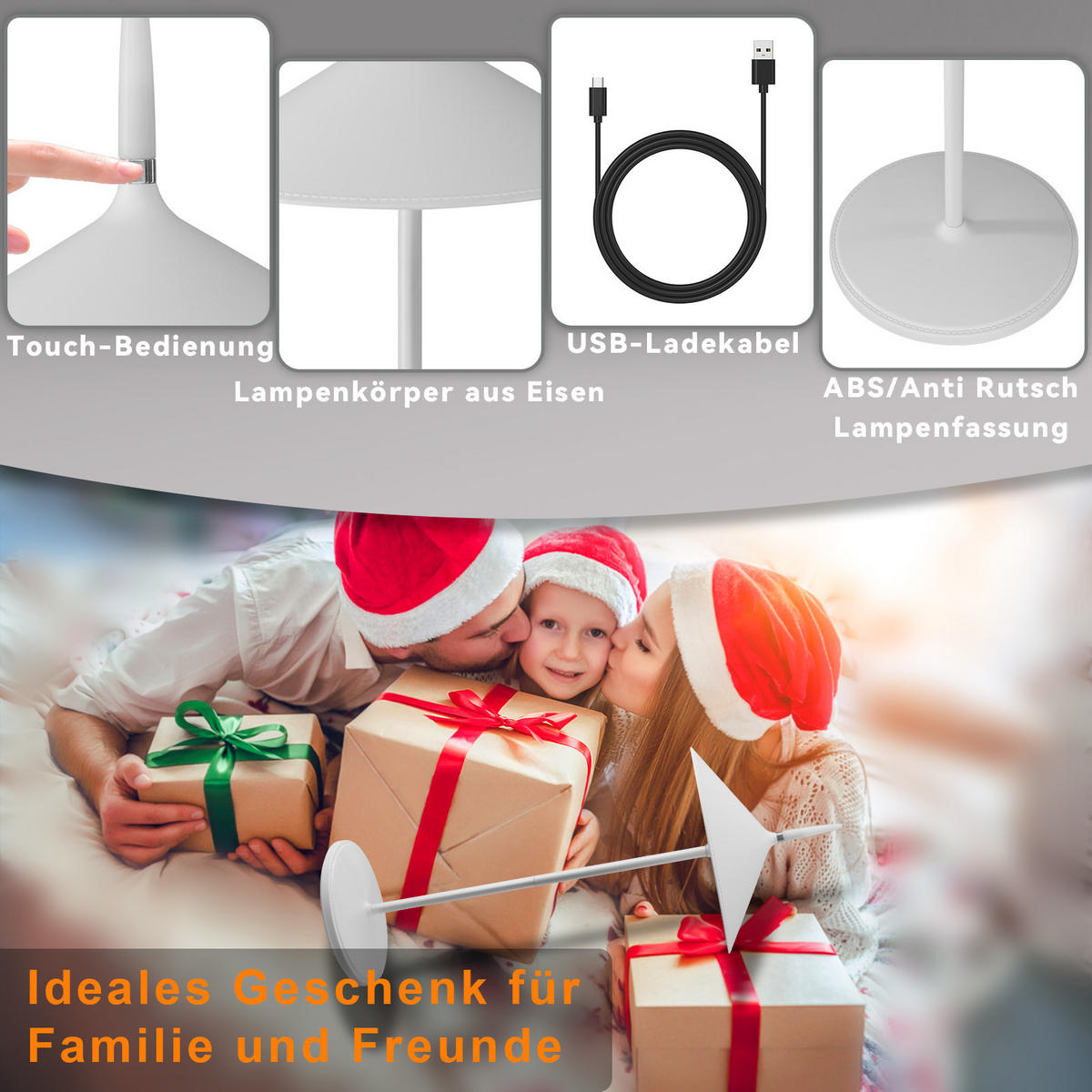 LED TISCHLEUCHTE Nauser (2er-Set) - Weiß, Kunststoff (15.4/15.4/37.6cm) - Nettlife