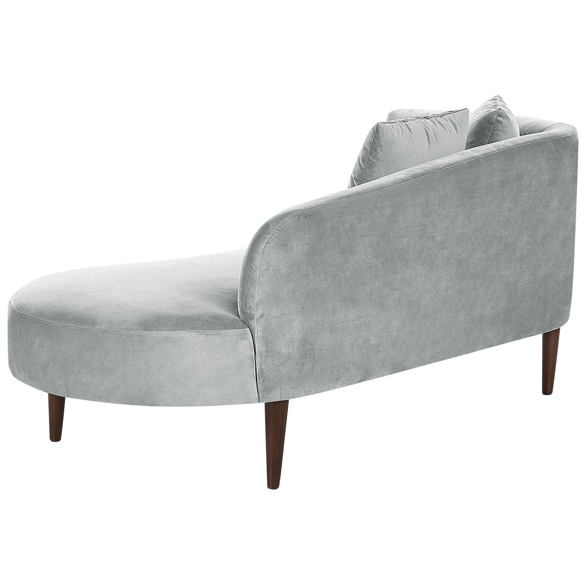 CHAISELONGUE Samtstoff hellgrau linksseitig Chaumont - Dunkelbraun/Grau, Textil (168/75/74cm) - Beliani