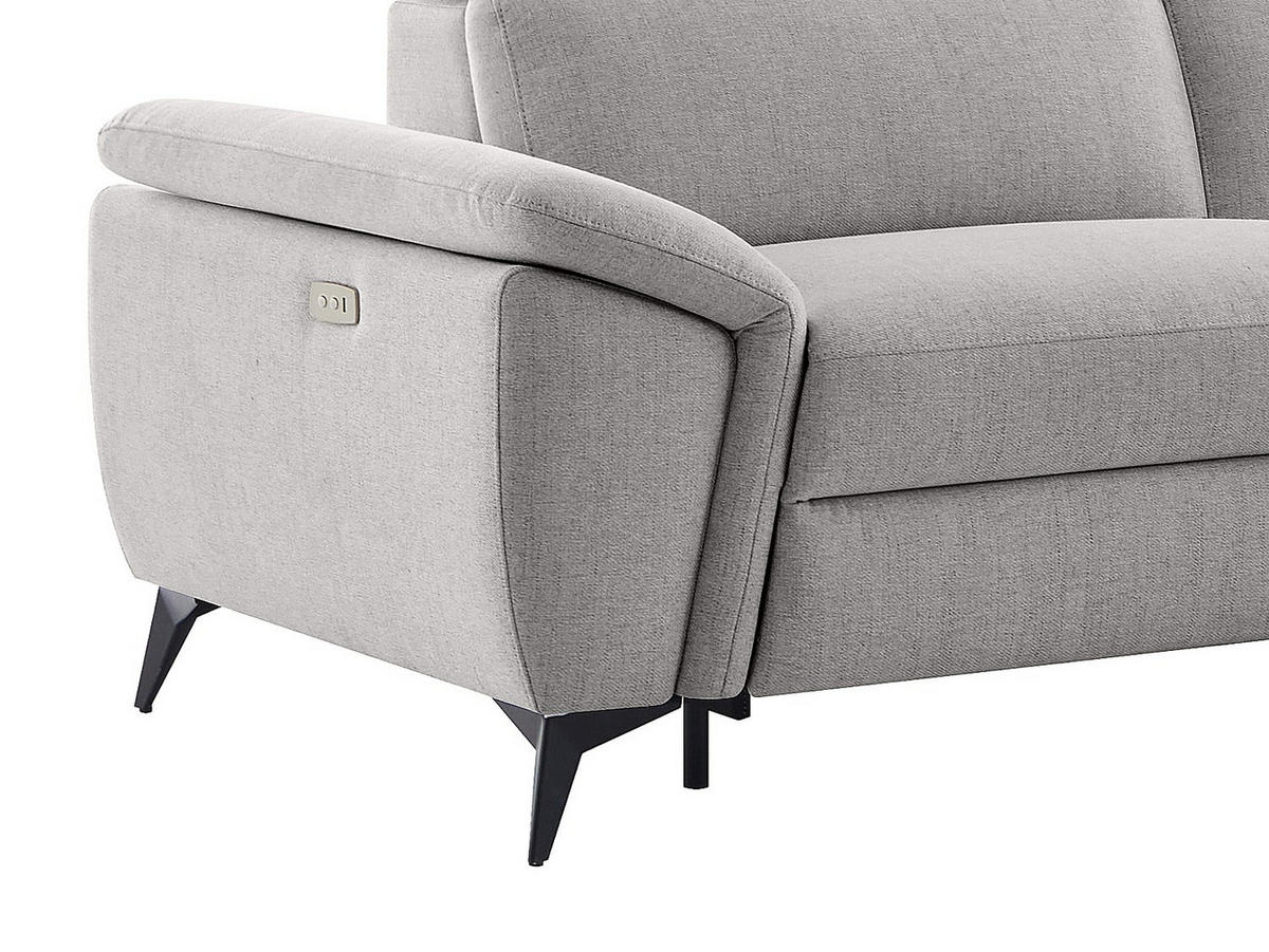 RELAXSOFA - 5 Personen - stoff - hellgrau Cadilo - Hellgrau, Textil/Metall (279/83/221cm) - Vente-Unique