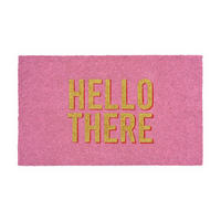 FUSSMATTE Hello there, Kokos / PVC, Glitzer Rosa, 75 x 45 cm - Rosa, Naturmaterialien (3/46.5cm) - Gift Company