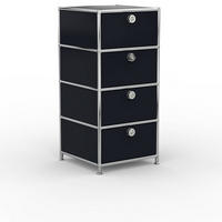 BÜRO-STANDCONTAINER, Metall, 40cm, 4 Schubladen, Graphitschwarz - Chromfarben/Silberfarben, Metall (40/84.3/39.7cm) - Versee