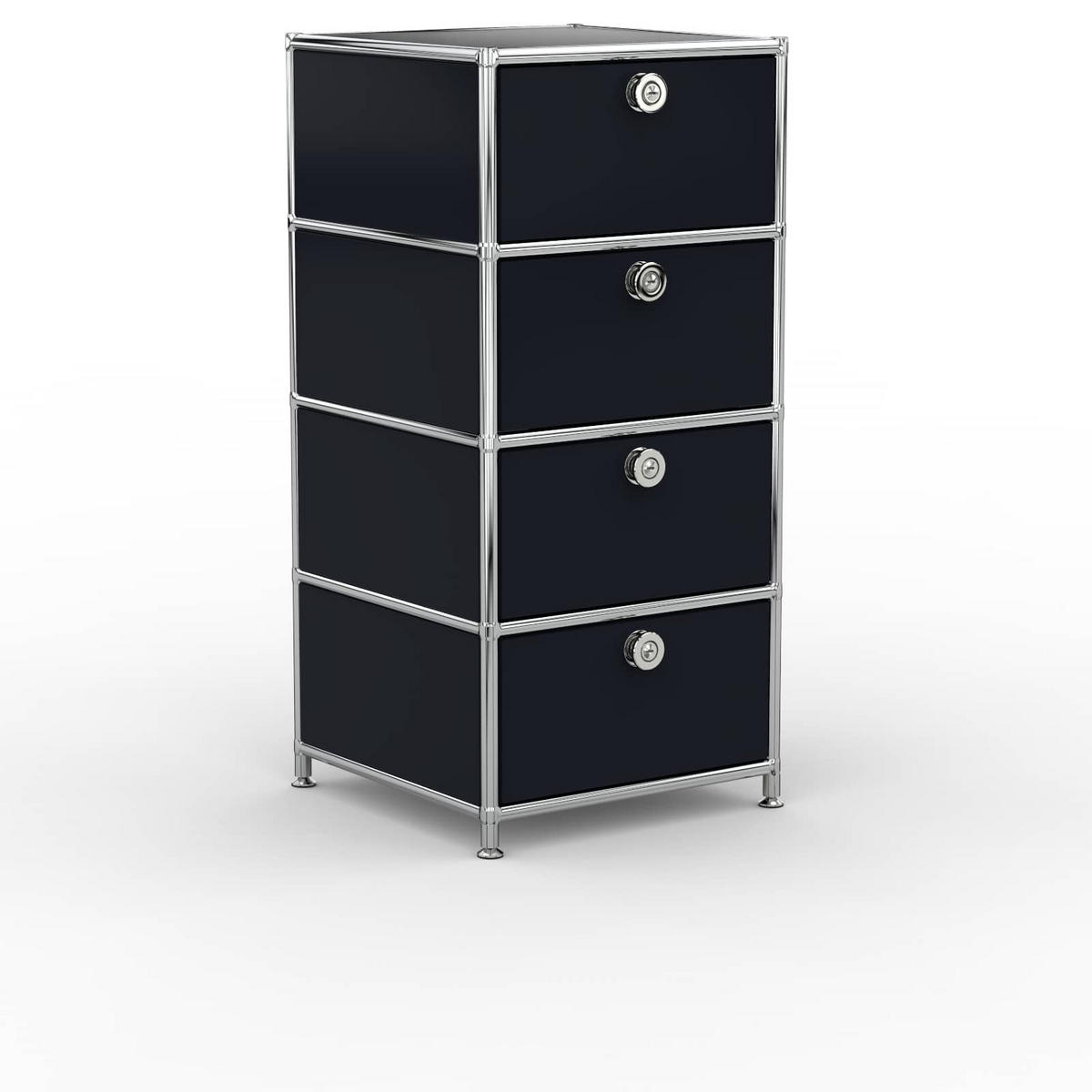 BÜRO-STANDCONTAINER, Metall, 40cm, 4 Schubladen, Graphitschwarz - Chromfarben/Silberfarben, Metall (40/84.3/39.7cm) - Versee