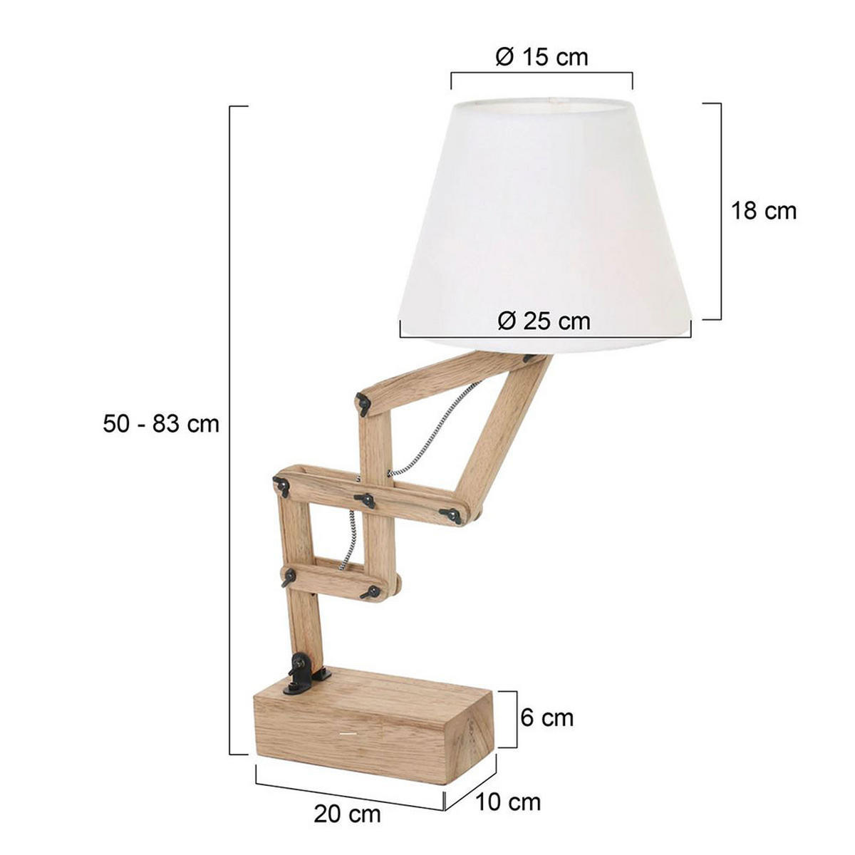 TISCHLEUCHTE Holz Braun Weiß - Braun, Holz (25/25/83cm)