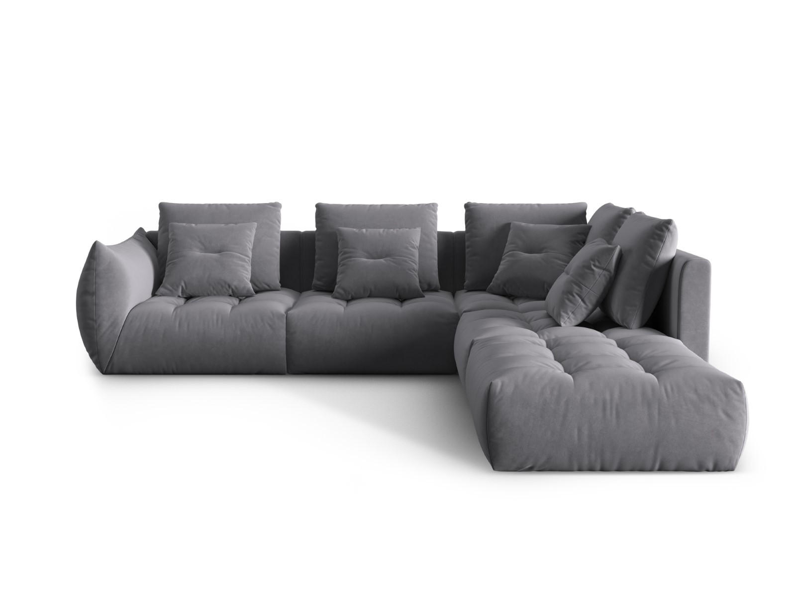 ECKSOFA modular rechts Bloom aus Samt dunkelgrau 4 Sitzplätze - Dunkelgrau, Textil (310/316cm) - Micadoni