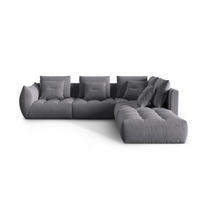 ECKSOFA modular rechts Bloom aus Samt dunkelgrau 4 Sitzplätze - Dunkelgrau, Textil (310/316cm) - Micadoni