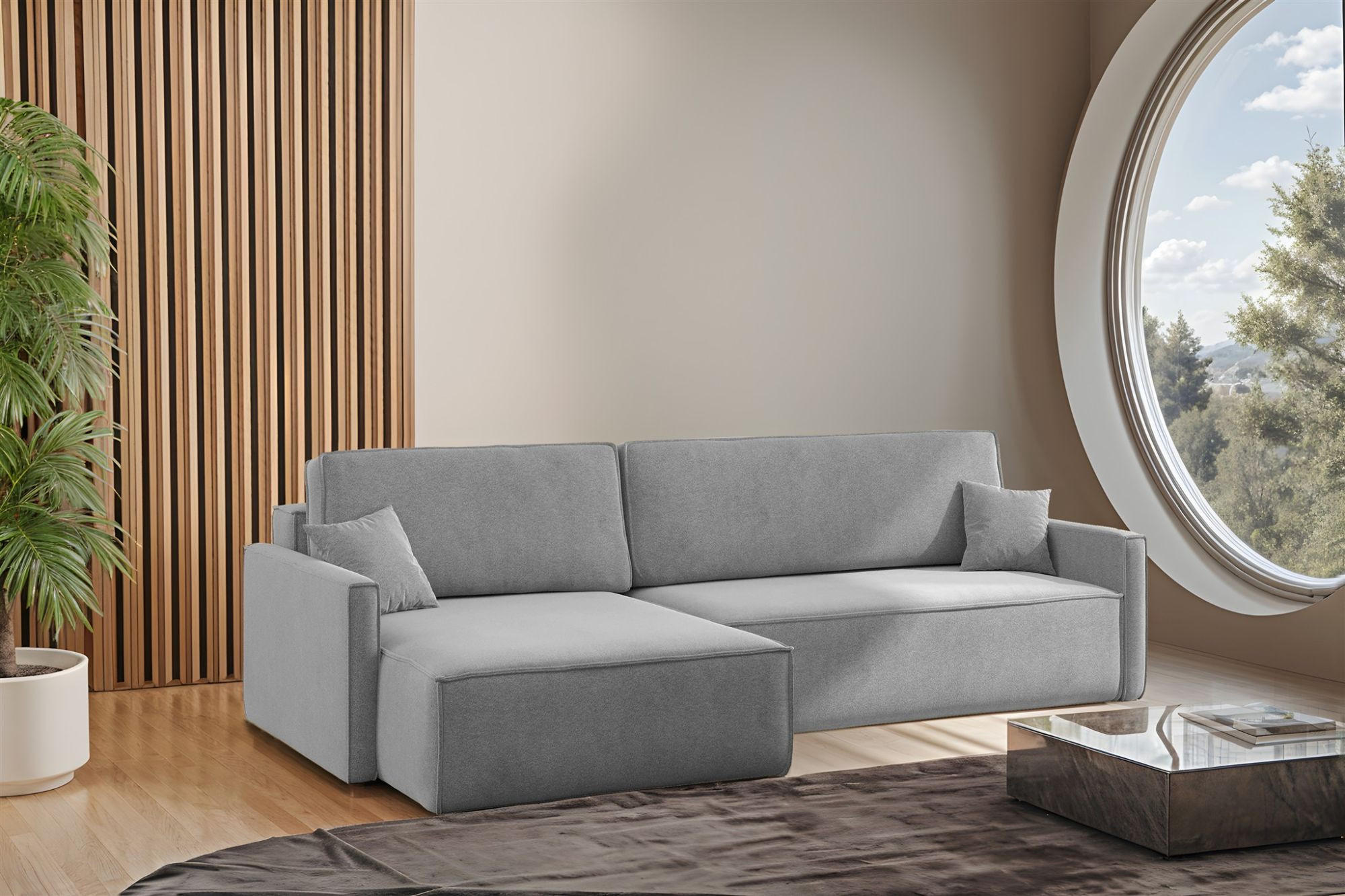 ECKSOFA Louis Salvador - Grau, Holzwerkstoff/Textil (250/142cm) - Fun Möbel