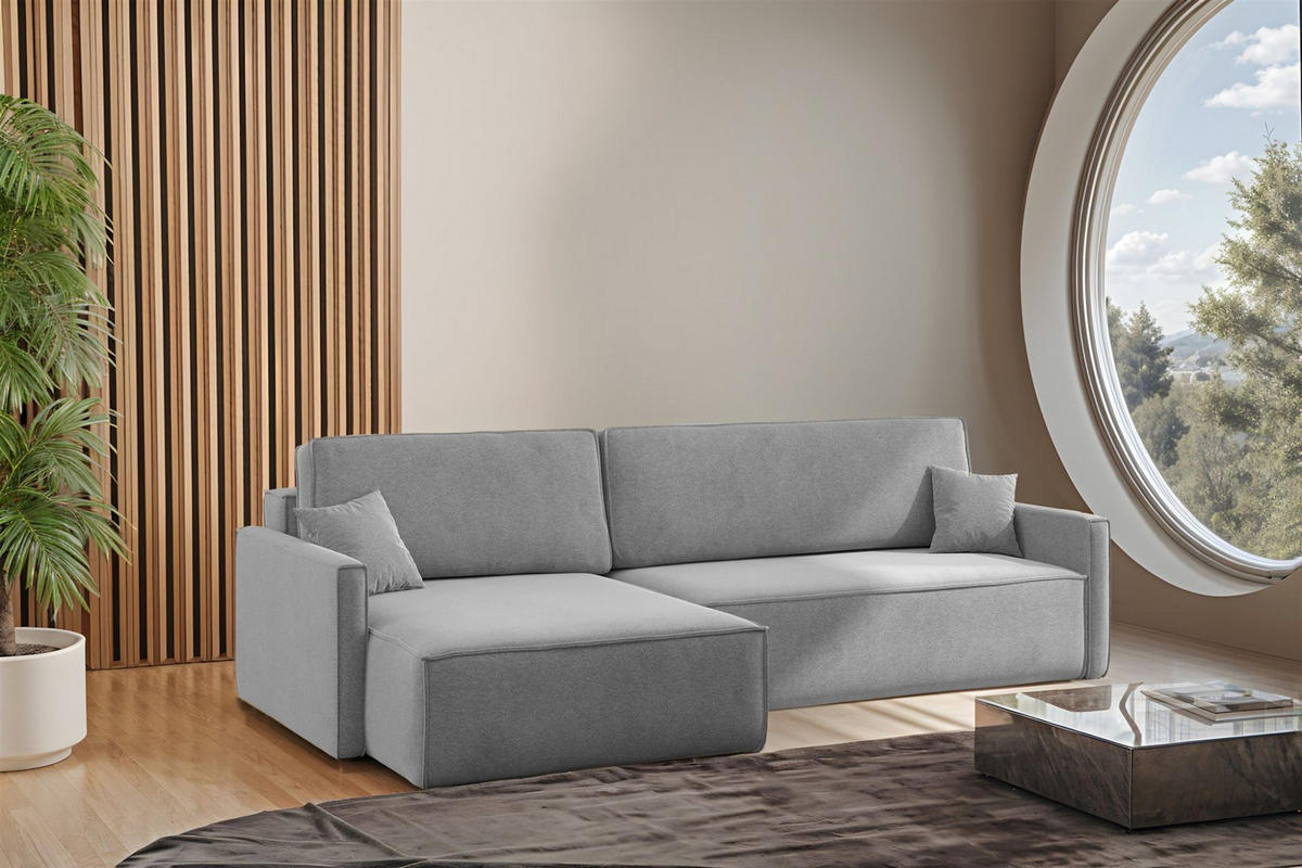 ECKSOFA Louis Salvador - Grau, Holzwerkstoff/Textil (250/142cm) - Fun Möbel