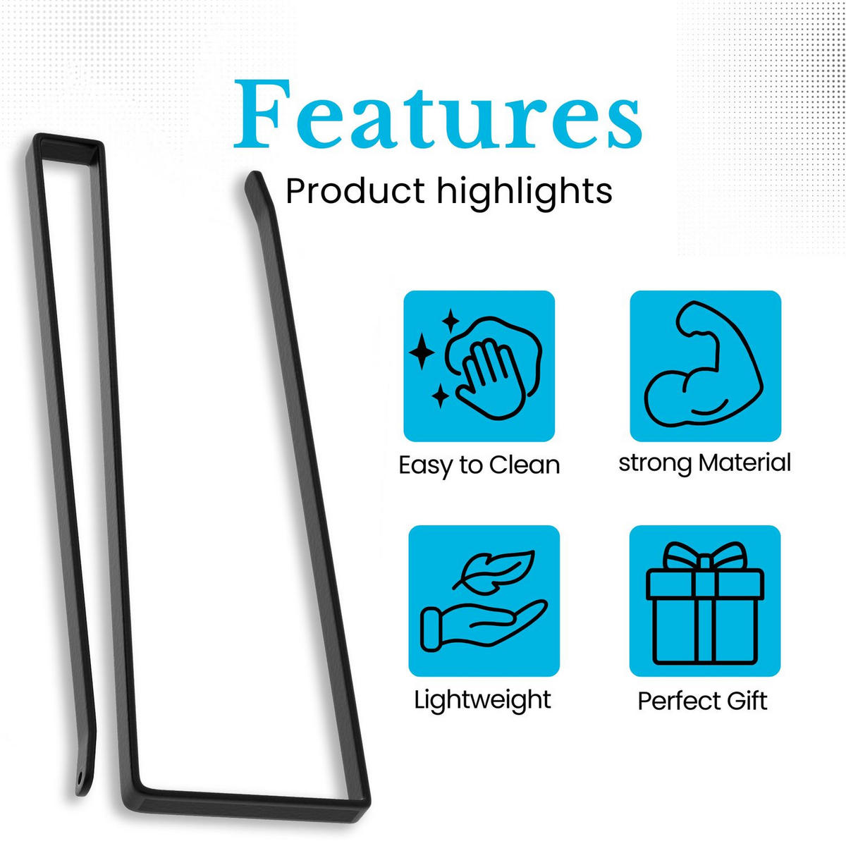 PAPIERROLLENHALTER (2-tlg. Set) - Schwarz, Metall (1.1/10/26cm) - Intirilife