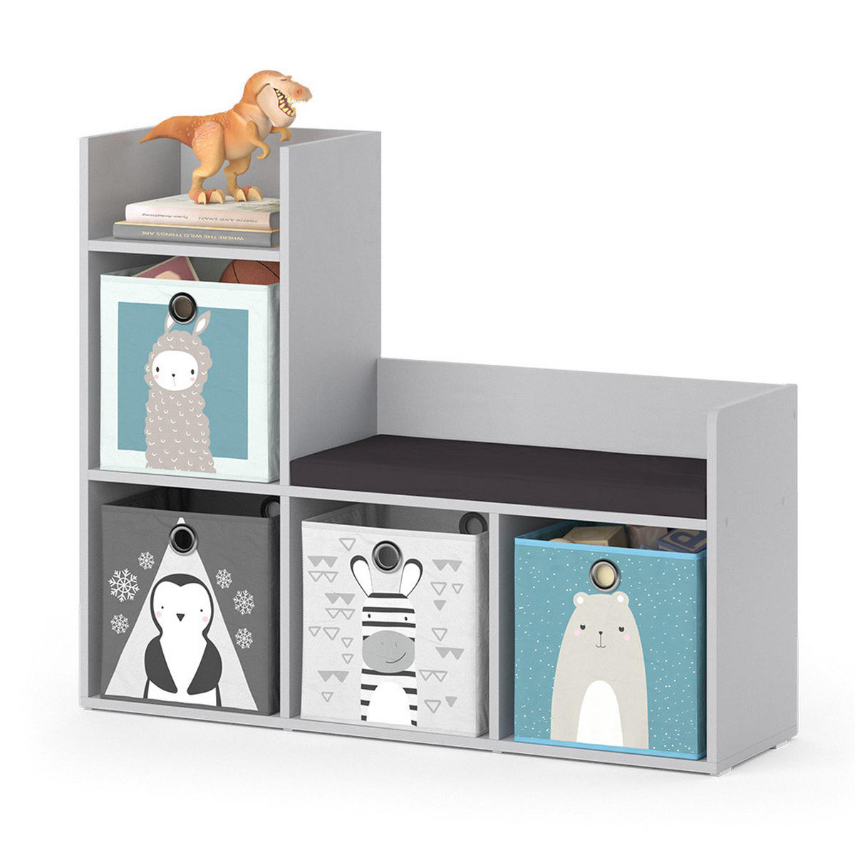 DĚTSKÁ POLICE Luigi Šedá - šedá, kompozitní dřevo (107.2/88.6/30.9cm) - Vicco