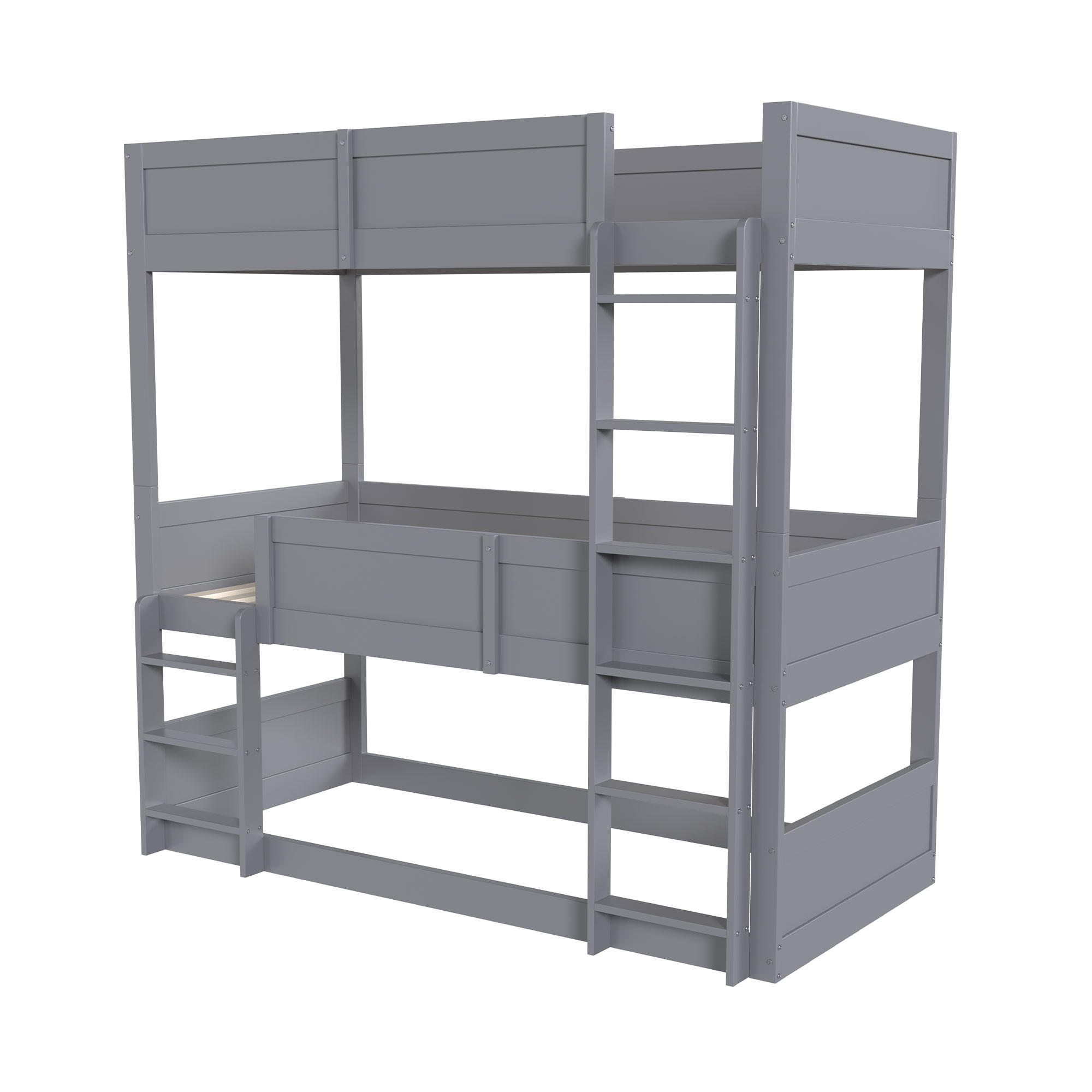 ETAGENBETT 90/200 cm DE-32549 mit hohem Geländer Grau - Grau, Holz (90/200cm) - ComfortXL