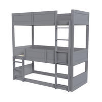 ETAGENBETT 90/200 cm DE-32549 mit hohem Geländer Grau - Grau, Holz (90/200cm) - ComfortXL