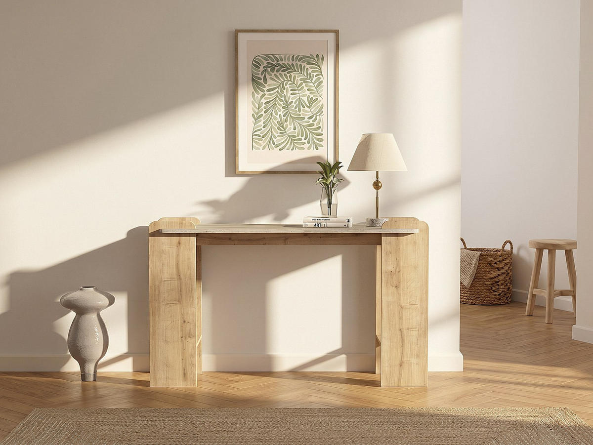 KONSOLENTISCH - 130.8 cm x 35 cm - holz - beige, naturfarben hell Osenya - Beige/Naturfarben, Holz (35/130.8/76.8cm) - Vente-Unique