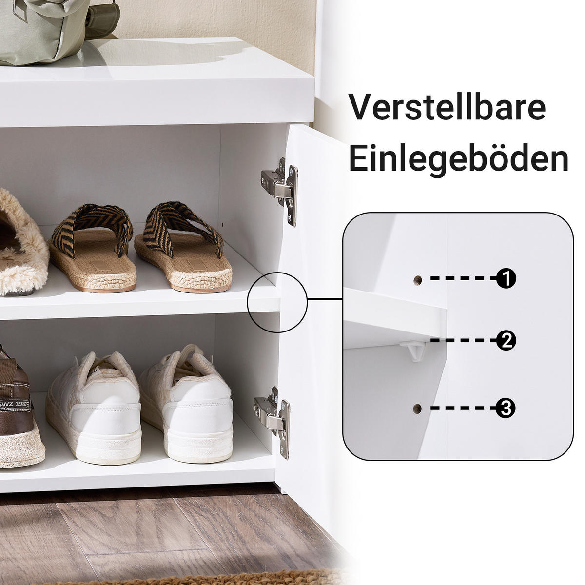 SCHUHBANK Weiß - Weiß, Holzwerkstoff (100/45/35cm) - SoBuy