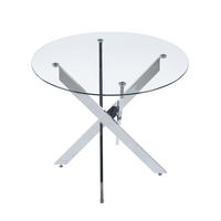 ESSTISCH 80/80/75 cm silber aus Glas und Metall mit pflegeleichter Tischplatte - Silberfarben, Metall (80/80/75cm) - OKWISH