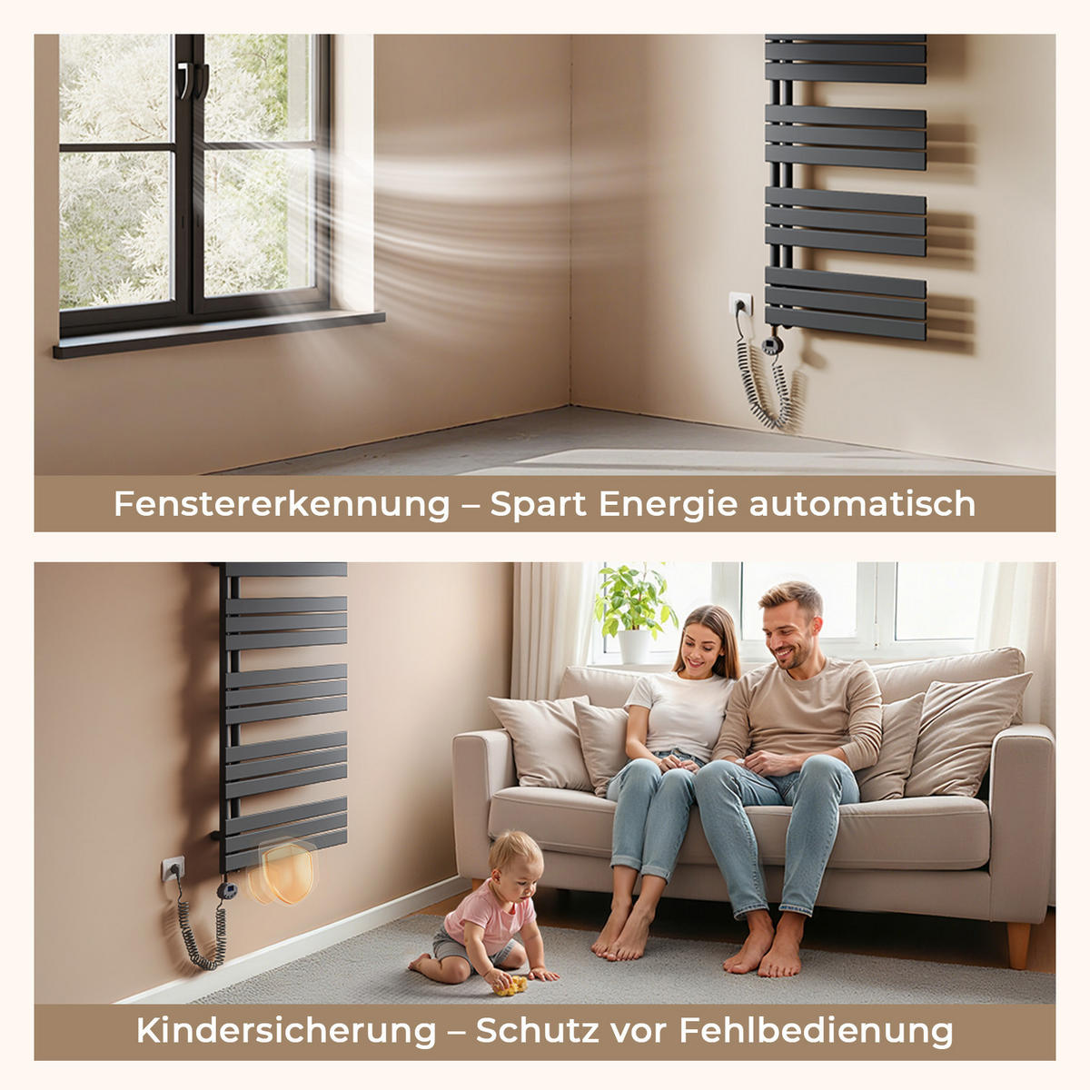 HANDTUCHHEIZKÖRPER 132/50 cm anthrazit elektrisch 800 W mit WLAN-Thermostat - Anthrazit, Metall (50/132/5.9cm) - S'AFIELINA
