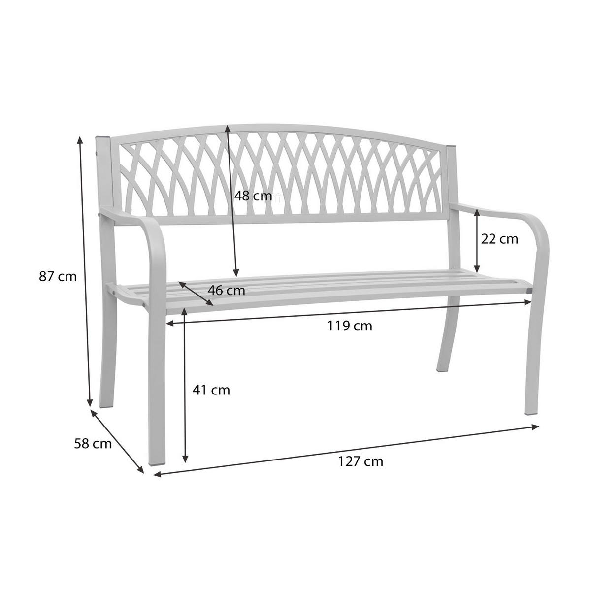 GARTENBANK Weiß - Weiß, Metall (127/87/58cm) - MCW