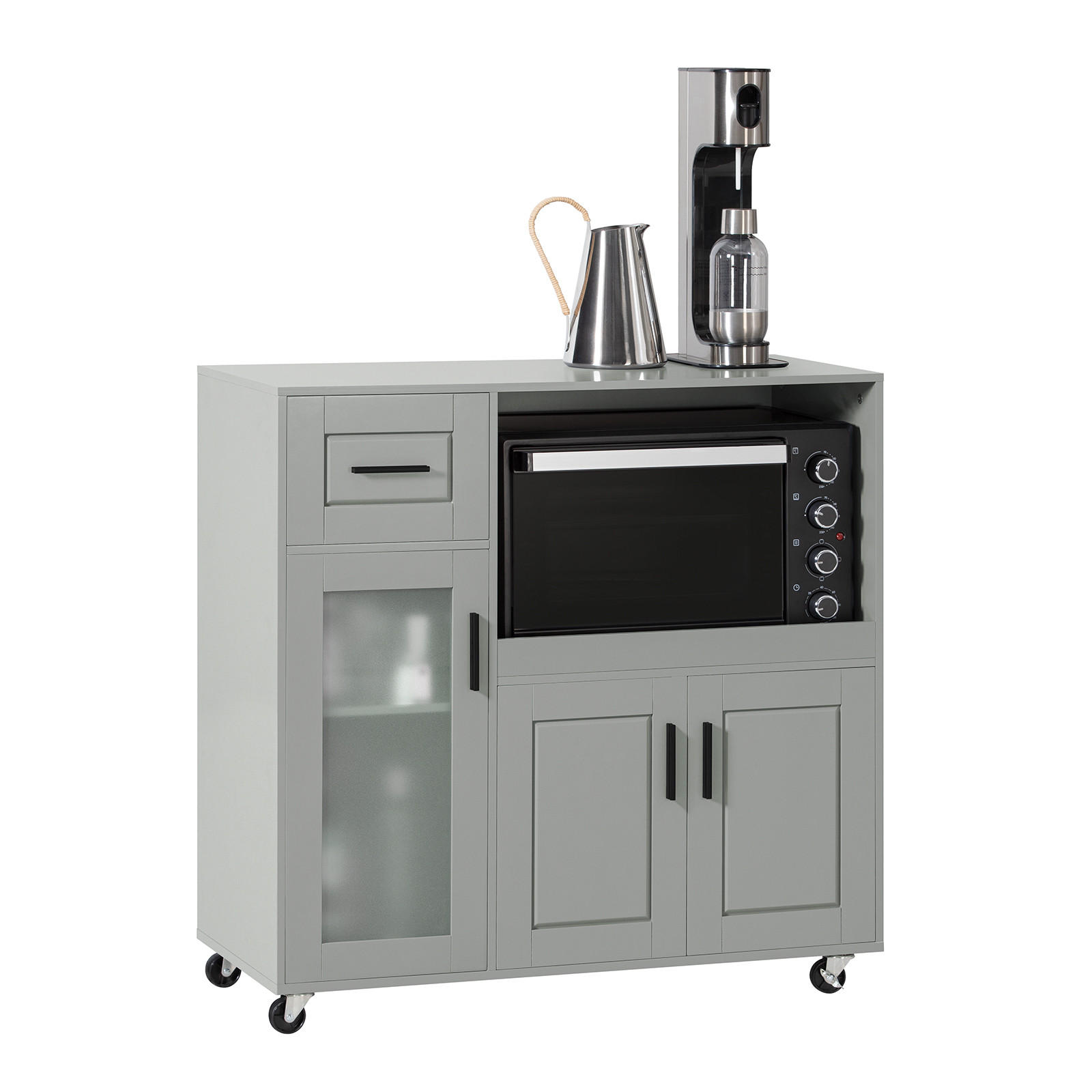 MIKROWELLENSCHRANK Grau - Grau, Holzwerkstoff (89/89/40cm) - SoBuy