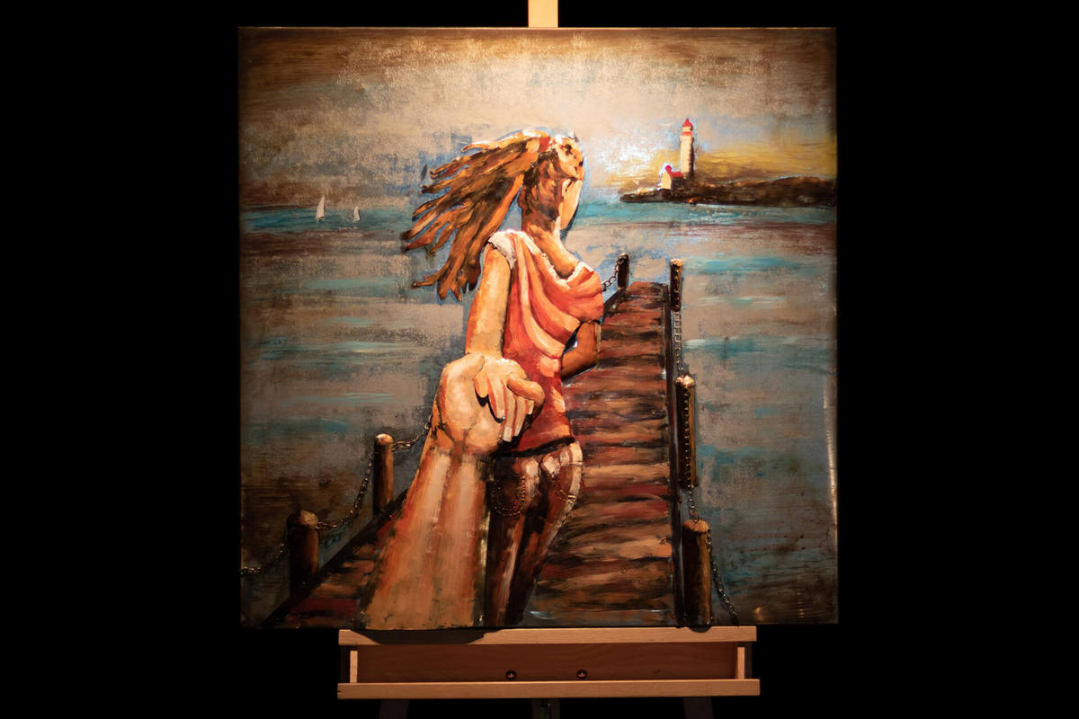 METALLBILD Blau 80/80 cm - Blau, Metall (4.2/80cm) - KUNSTLOFT