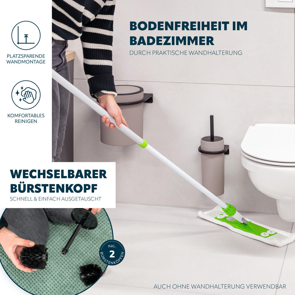 BAD-ACCESSOIRES-SET (4er-Set) SAVONA, Soft-Touch, taupe - Taupe, Kunststoff (19/24.5/19cm) - bremermann