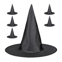 6XHEXENHUT - Schwarz, Textil/Metall (38/34/38cm) - Relaxdays
