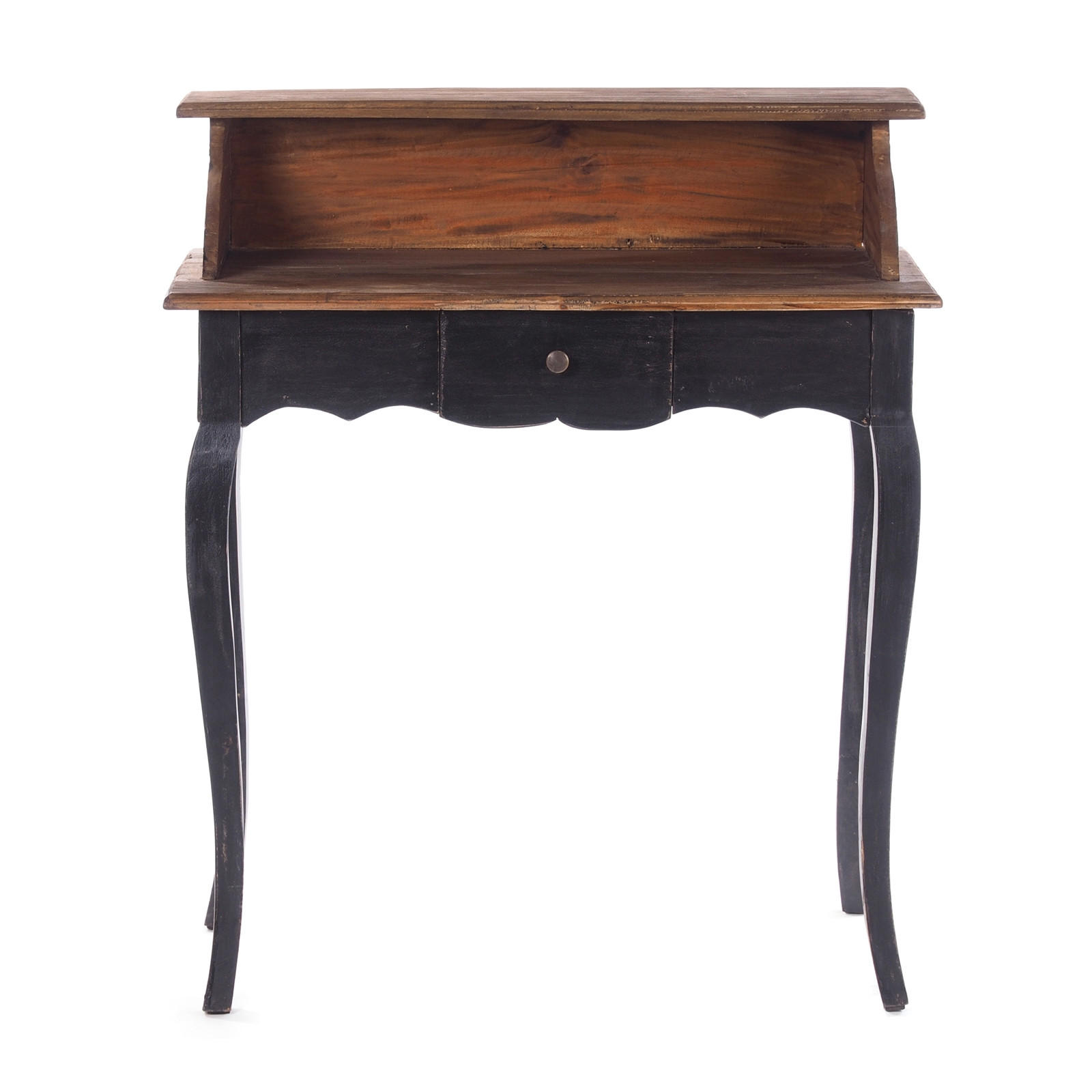 SEKRETÄR Napoleon Mahagoni Massivholz, mit Schublade 04 schwarz-natur - Graubraun, Holz (40/80/92cm) - DESIGN DELIGHTS