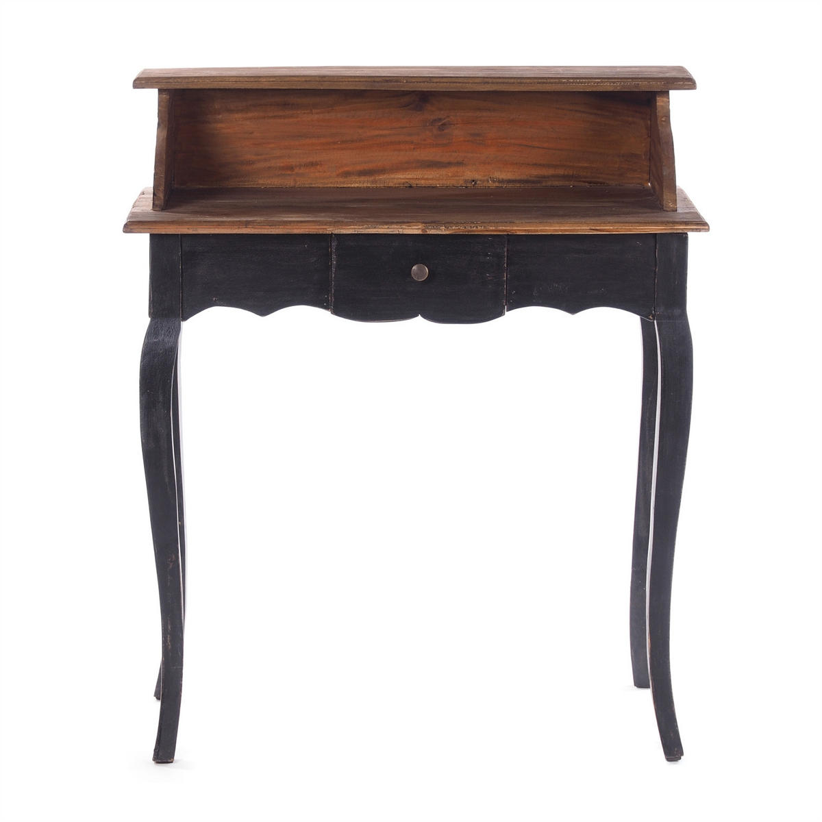 SEKRETÄR Napoleon Mahagoni Massivholz, mit Schublade 04 schwarz-natur - Graubraun, Holz (40/80/92cm) - DESIGN DELIGHTS