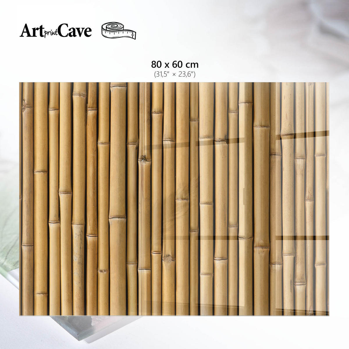 GLASPLATTE 80x60 cm – Bambusstämme - Beige, Glas (0.4/80/60cm) - ArtPrintCave