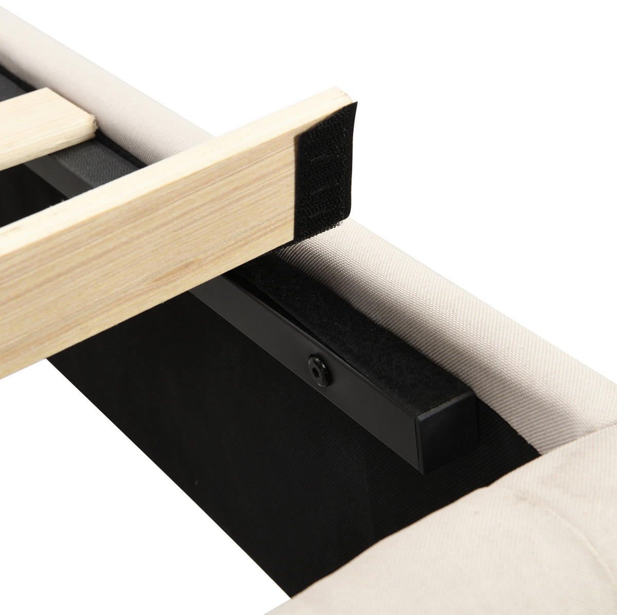 POLSTERBETT 140/190 cm Beige aus Leinen mit Knopfheftung - Beige, Textil (140/190cm) - OKMYHOME
