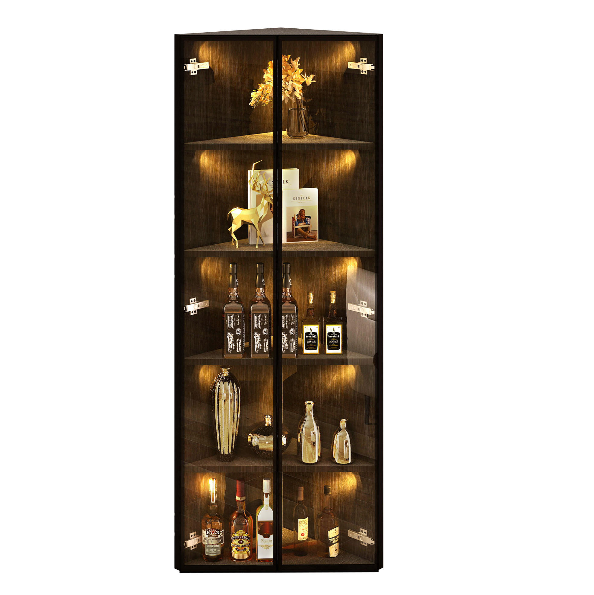 HIGHBOARD 62/160/35 cm Schwarz aus MDF und Glas mit LED-Beleuchtung - Schwarz, Holzwerkstoff (35/160/62cm) - OKMYHOME