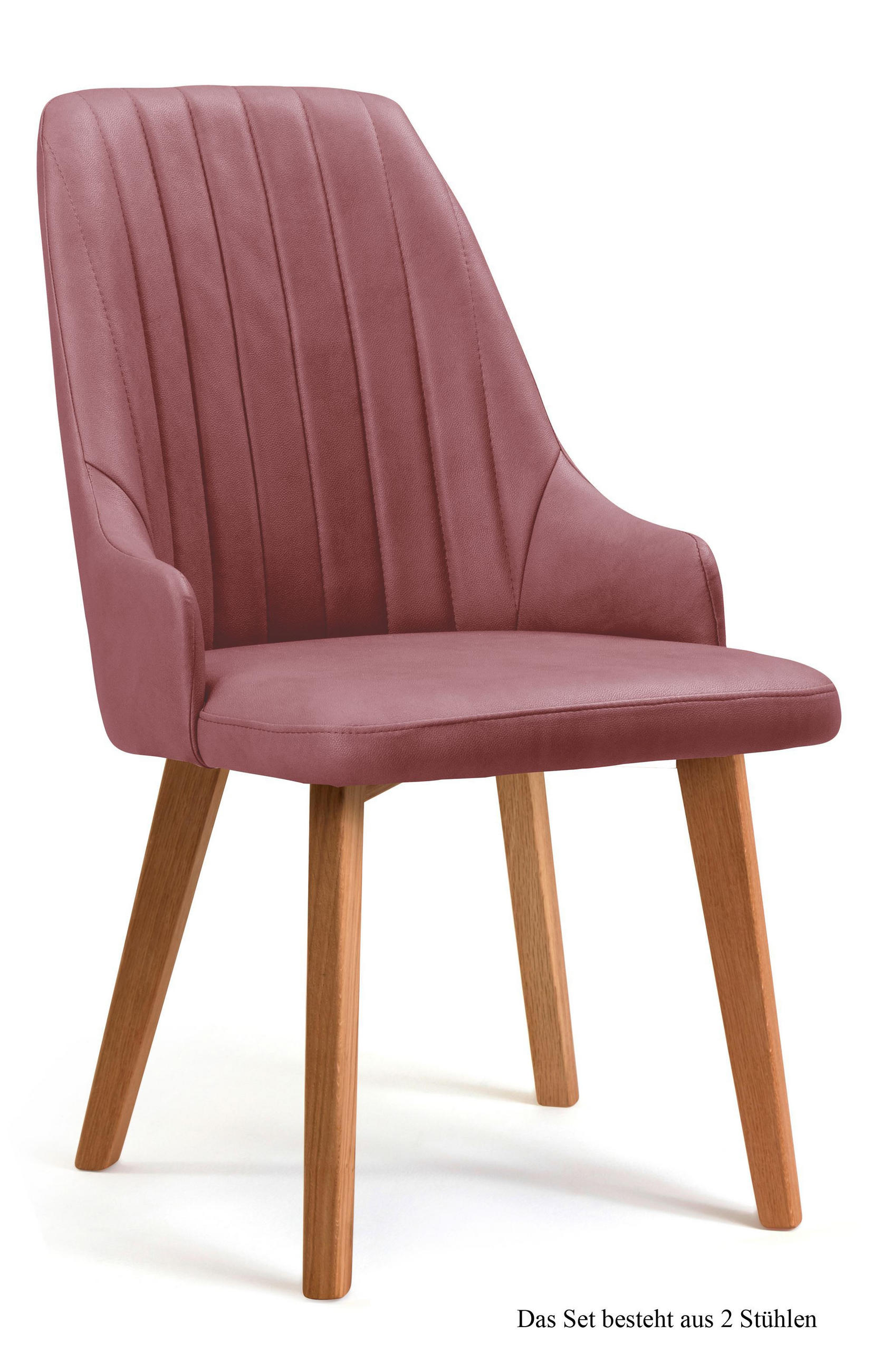 ESSZIMMERSTUHL (2er-Set) Daryl 52x91x60 Eiche geölt/Rosewood - Eichefarben/Dunkelrosa, Kunststoff (60/91/52cm) - 58aufmkessel