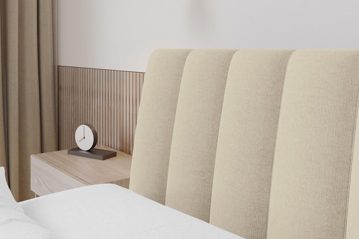 POLSTERBETT mit Bettkasten und Lattenrost, Boxbett ohne Matratze - ILAN 180x200 Beige - Beige, Holzwerkstoff/Textil (180/200cm) - ALTDECOR