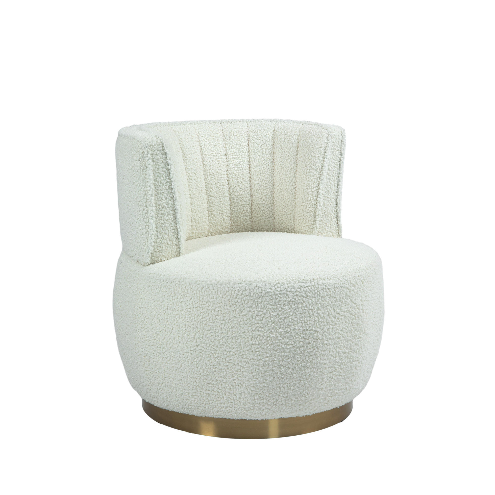SESSEL Samt/Teddystoff Weiß drehbar - Weiß, Holzwerkstoff/Textil (62.5/69.5/62cm) - WISHDOR