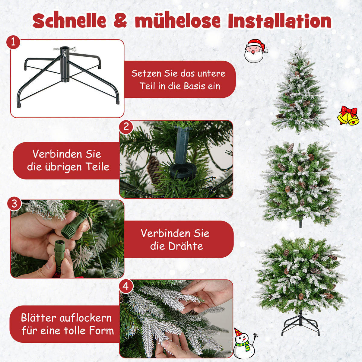 WEIHNACHTSBAUM 190cm Grün - Grün, Metall (190cm) - COSTWAY