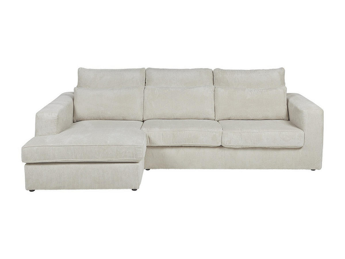 LINKES Ecksofa aus beigefarbenem Cord – MONDOVI - Beige, Textil (271/167cm) - Vente-Unique