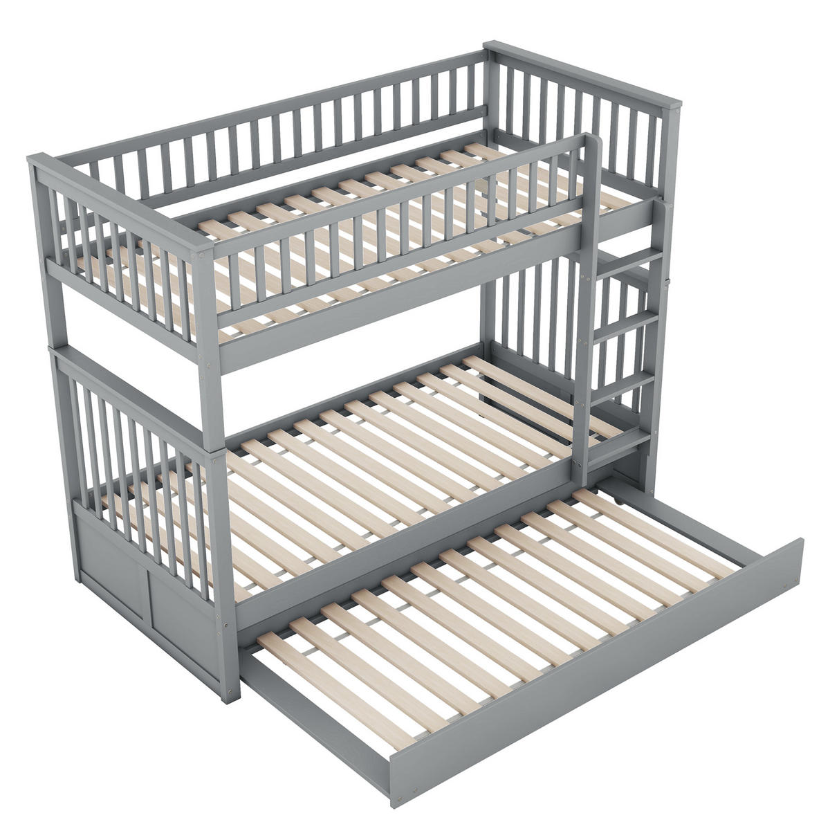 ETAGENBETT 205/95/160 cm aus Kiefernholz und MDF mit Ausziehbett Grau - Grau, Holz (90/200cm) - Modenvie