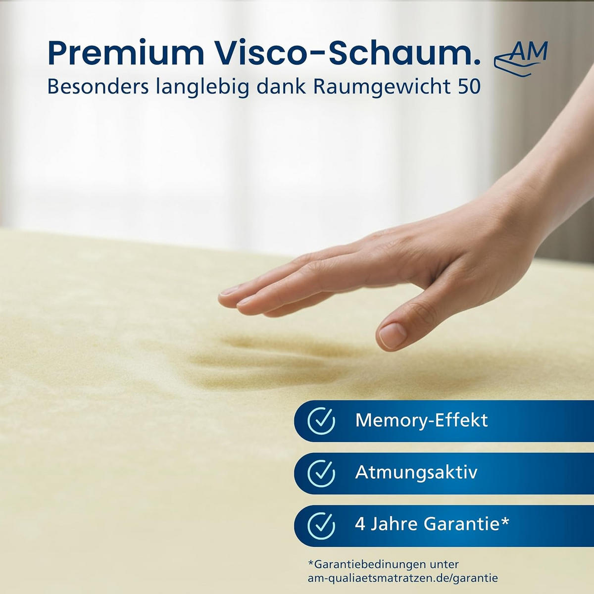 VISCO TOPPER ohne Bezug 180/200 cm - 4cm Höhe - Gelb, Textil (180/200cm) - AM Qualitätsmatratzen