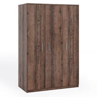 KLEIDERSCHRANK Tamiza 3-türig 135 cm breite - Silberfarben/Braun, Holzwerkstoff/Kunststoff (135/202/65cm) - Ravio