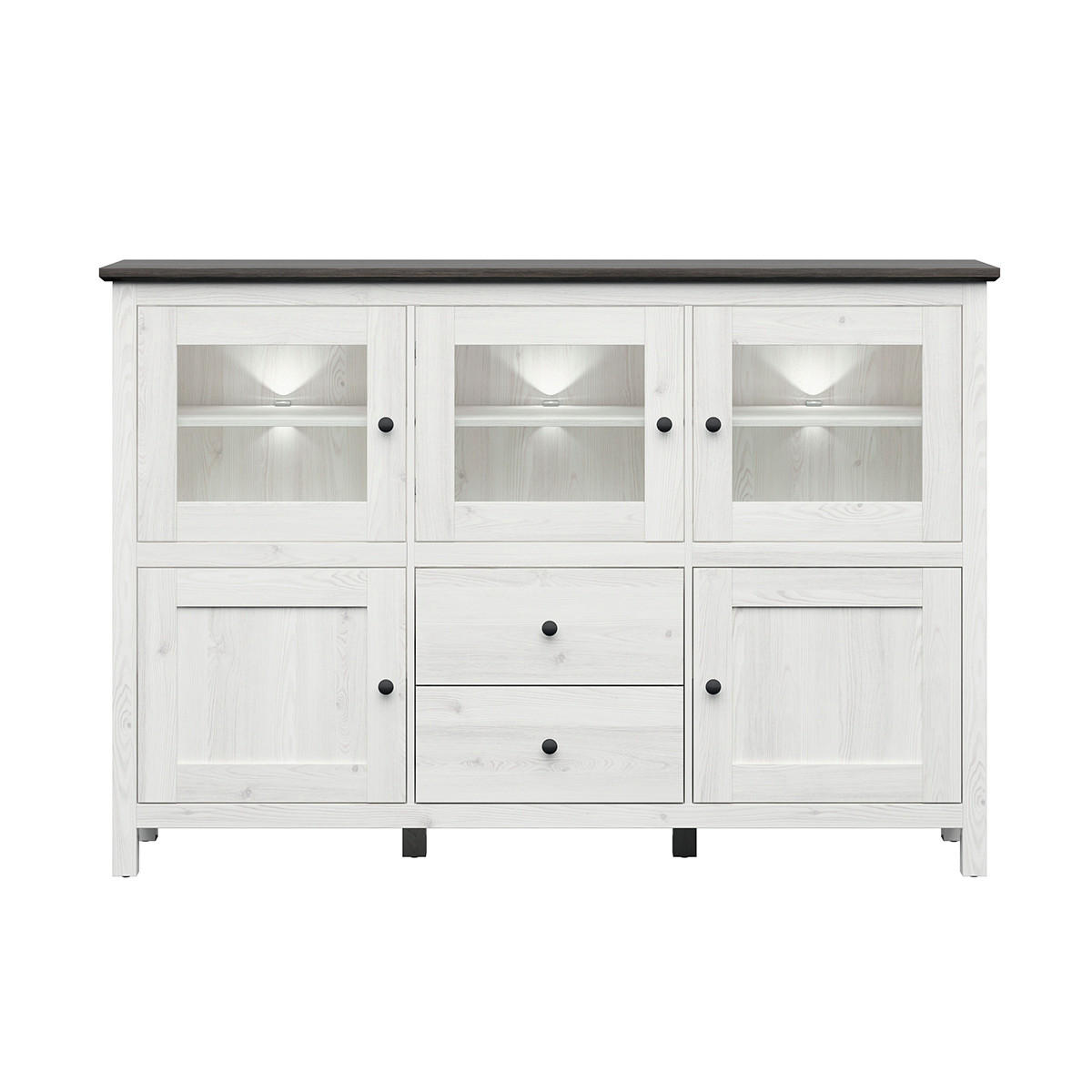 SIDEBOARD Duck Patiniertes Weiß und dunkles Holz - Weiß, Holzwerkstoff (186/126/44cm) - Petits-meubles