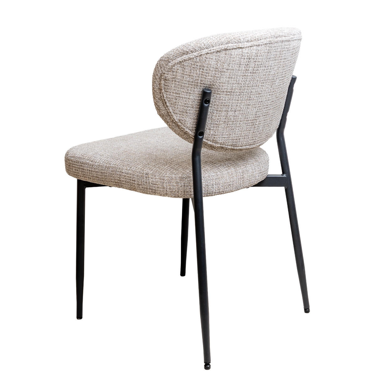 ESSZIMMERSTUHL Vajèn – Beige – Chenille – schwarzes Gestell – 2er-Set - Beige/Schwarz, Textil/Metall (48/80/57cm) - Giga Meubel