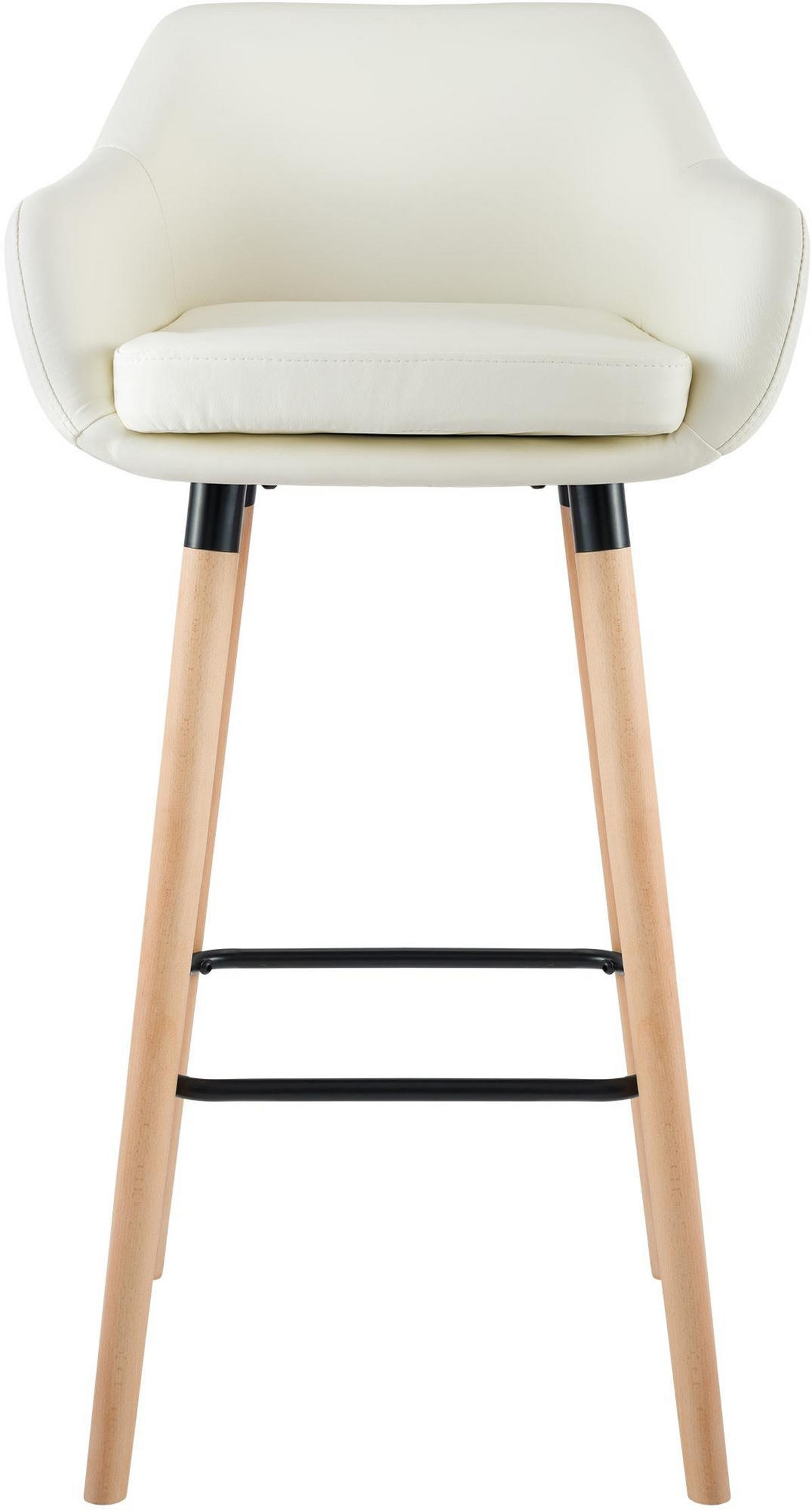 BARHOCKER Grant Massivholz 99x55x46 cm creme - Creme, Leder (55/99/46cm) - furnicato