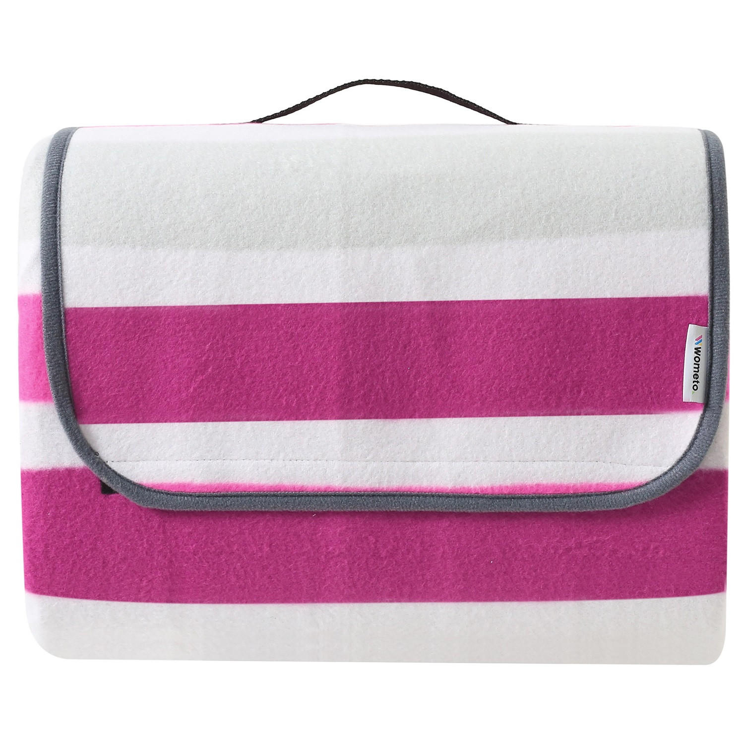 PICKNICKDECKE XXL 200x200 ecoline 100% recyceltes Fleece Streifen pink - Weiß, Textil (200/200cm) - wometo
