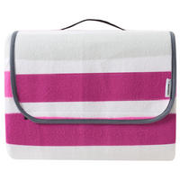 PICKNICKDECKE XXL 200x200 ecoline 100% recyceltes Fleece Streifen pink - Weiß, Textil (200/200cm) - wometo