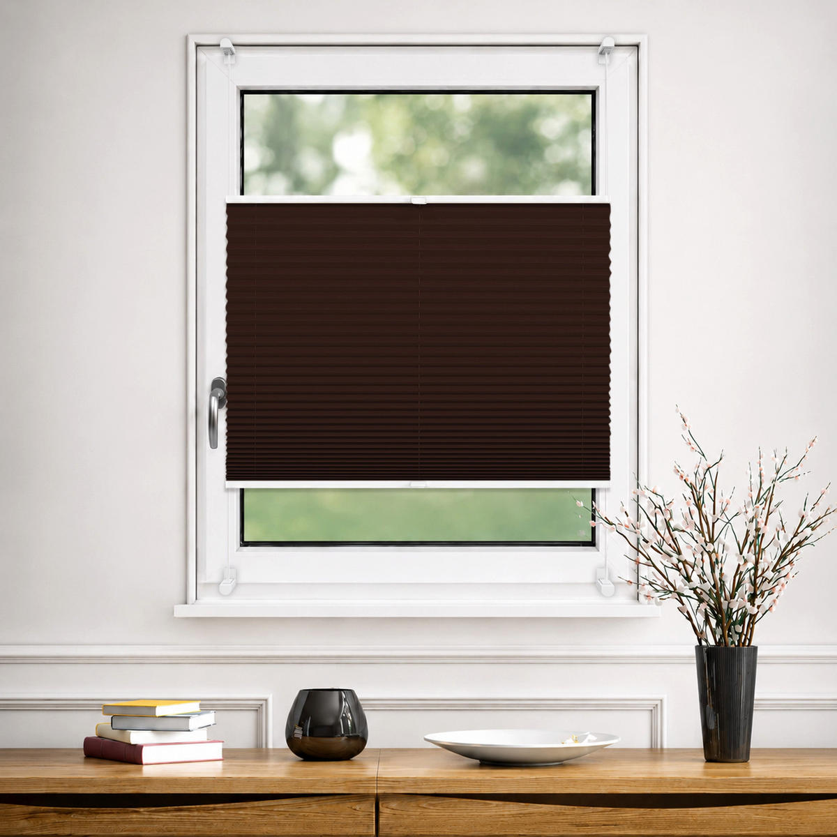 PLISSEE Thermo Basic 75 x 210cm Klemmfix ohne Bohren - Dunkelbraun, Textil (75/210/210cm) - Deco-Raum