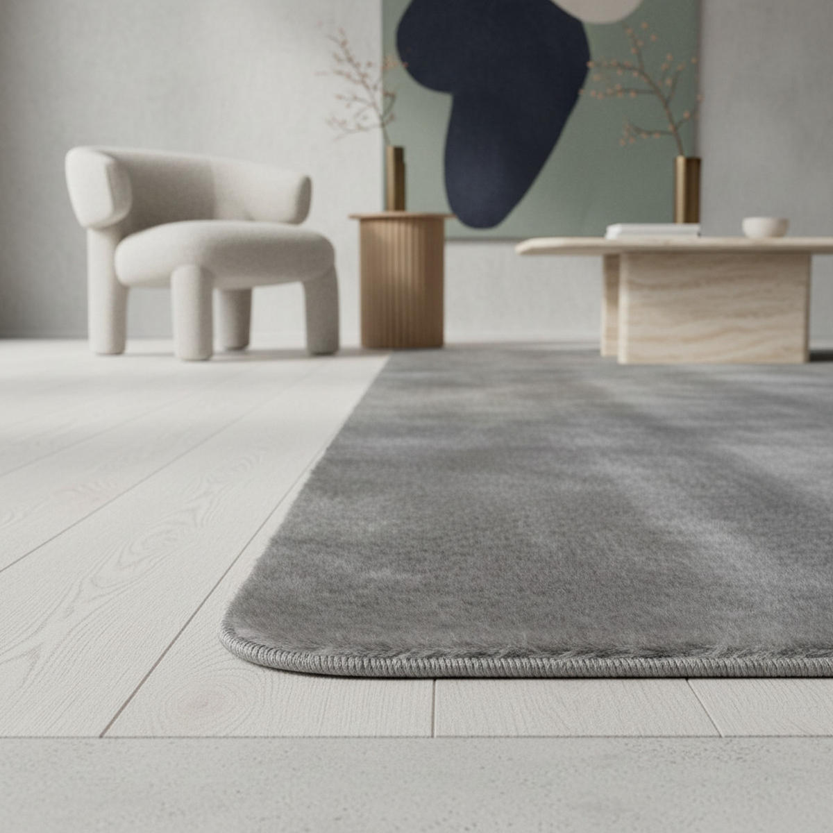 TEPPICH Kurzflor Unifarben Polyester Antirutsch Wohnzimmer Silber Rund 200x200 - Silberfarben, Textil (200/200cm) - KADIMA DESIGN