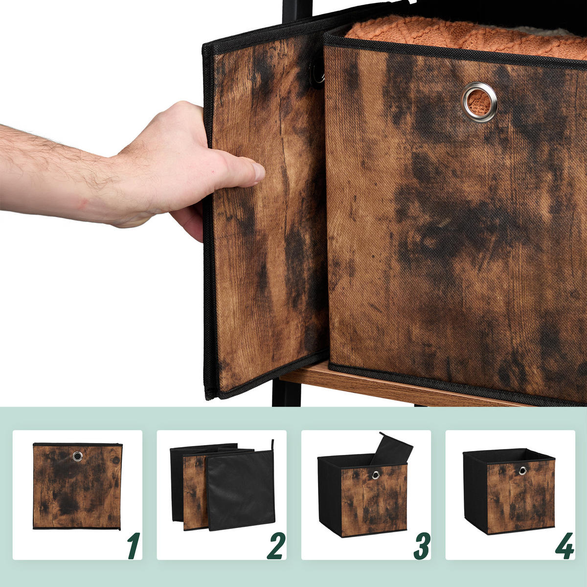 6XAUFBEWAHRUNGSBOX - Schwarz, Wellpappe/Kunststoff (30/30/30cm) - Relaxdays