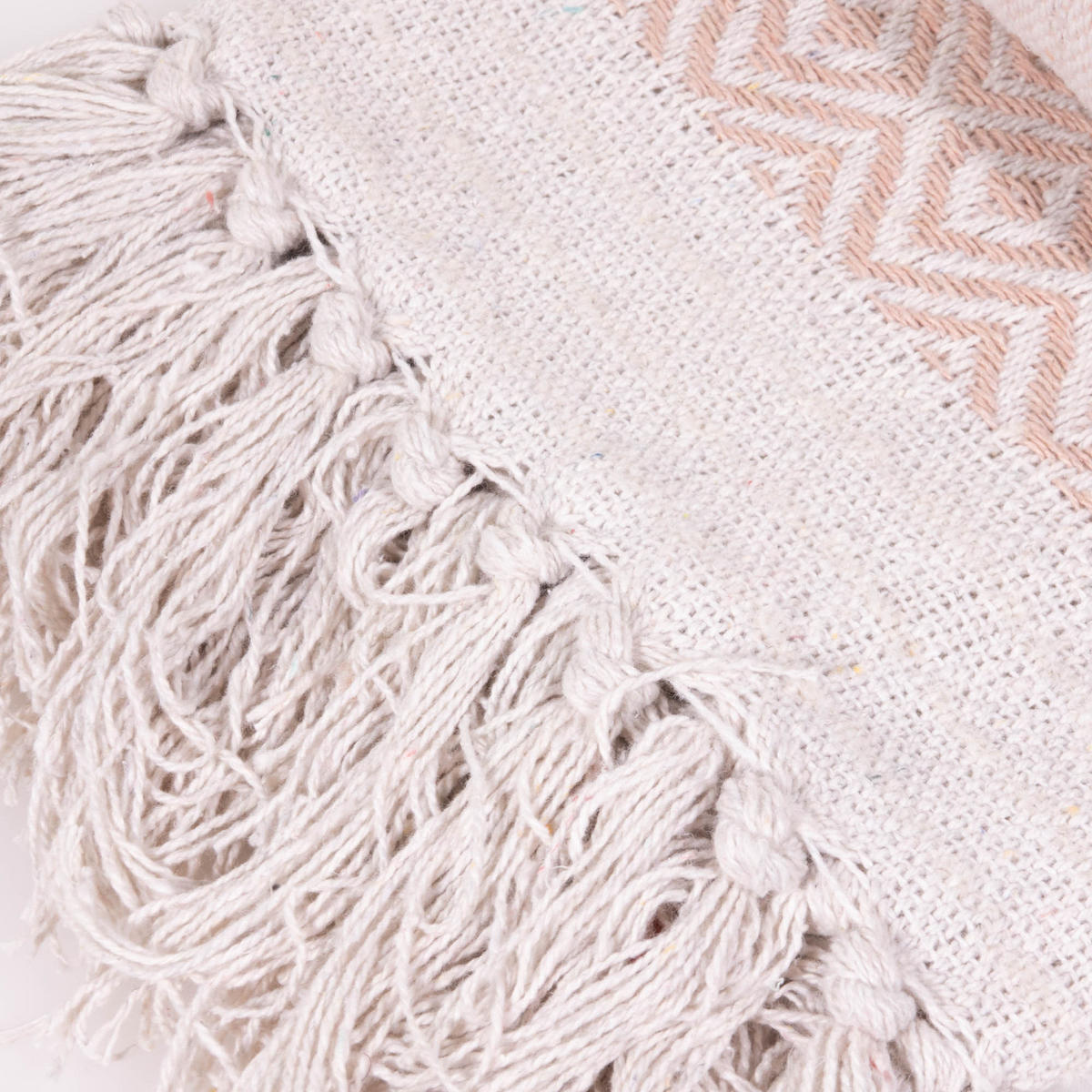 DECKE Fransen 130/170 cm - Rosa, Naturmaterialen (170/130cm)